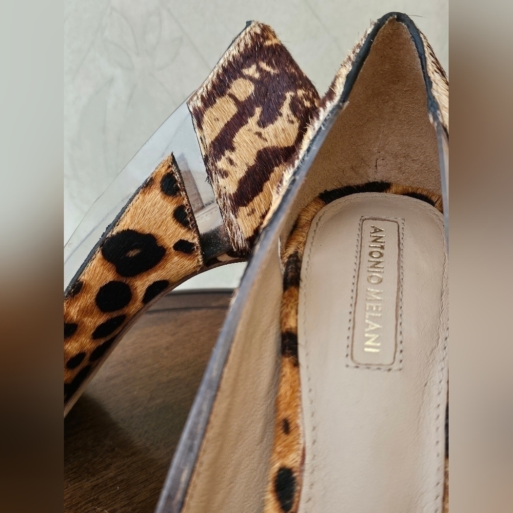 Antonio Melani Animal Print Real Calf Hair Leather Heels 6M - Picture 2 of 8